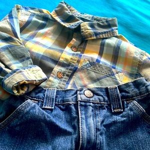 24 mo- blue Jean & plaid shirt
